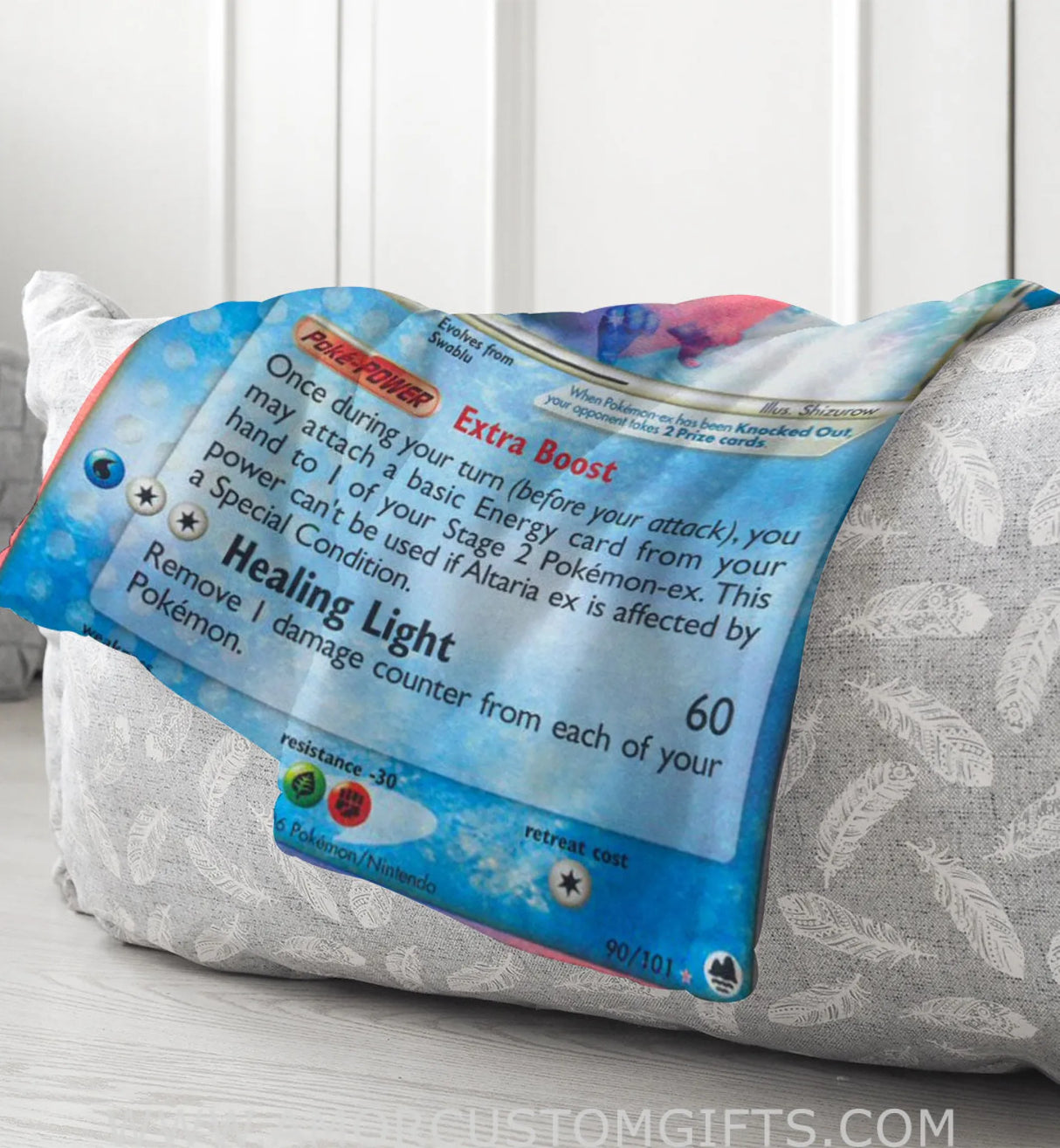 Altaria Ex Ex Series Sherpa Blanket | Custom Pk Trading Card Personalize Anime Fan Gift