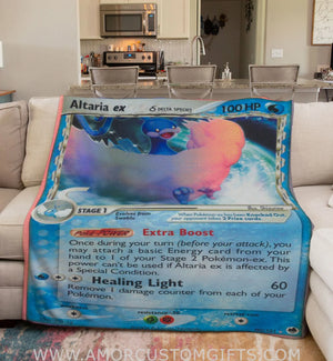 Altaria Ex Ex Series Sherpa Blanket | Custom Pk Trading Card Personalize Anime Fan Gift