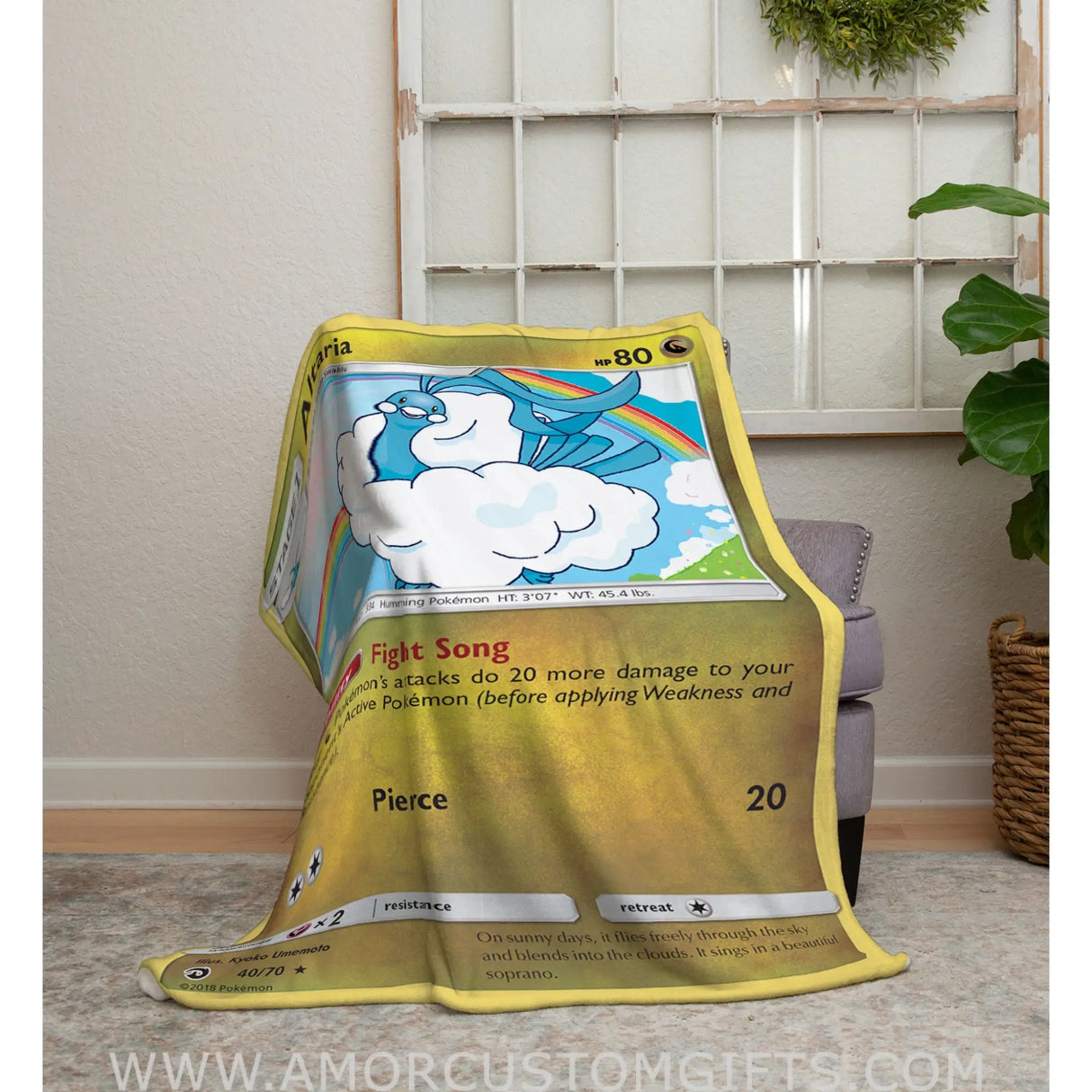 Altaria Sun & Moon Series Blanket | Custom Pk Trading Card Personalize Anime Fan Gift