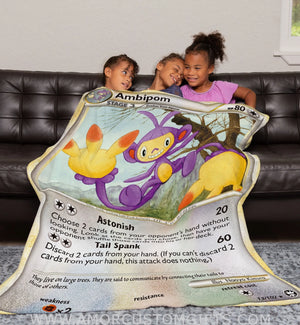 Ambipom Heartgold & Soulsilver Series Blanket | Custom Pk Trading Card Personalize Anime Fan Gift