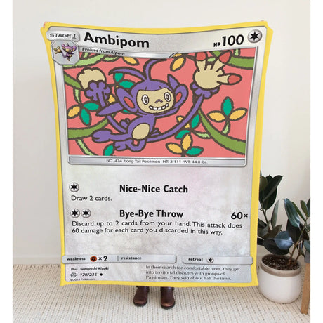 Ambipom Sun & Moon Series Blanket | Custom Pk Trading Card Personalize Anime Fan Gift