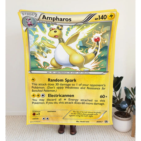 Ampharos Bw Series Blanket | Custom Pk Trading Card Personalize Anime Fan Gift