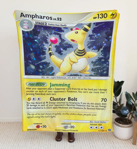 Ampharos Diamond & Pearl Series Blanket | Custom Pk Trading Card Personalize Anime Fan Gift