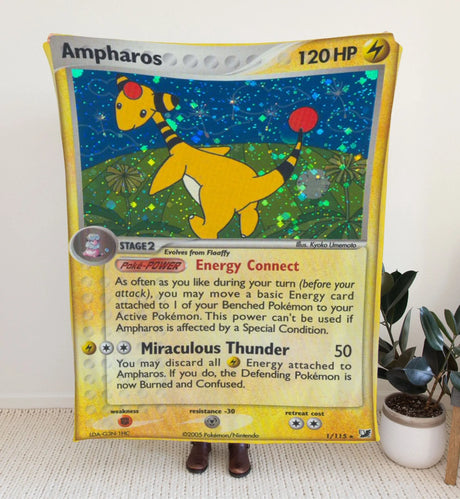 Ampharos Ex Series Blanket | Custom Pk Trading Card Personalize Anime Fan Gift