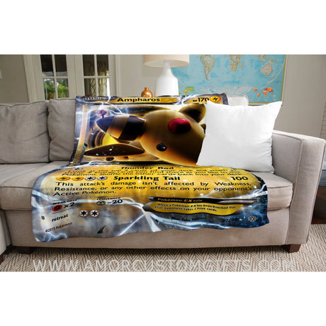 Ampharos Ex Xy Series Blanket | Custom Pk Trading Card Personalize Anime Fan Gift