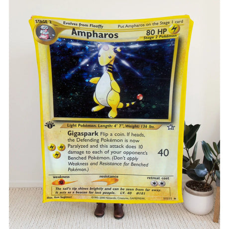 Ampharos Neo Series Blanket | Custom Pk Trading Card Personalize Anime Fan Gift