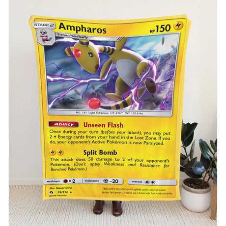 Ampharos Sun & Moon Series Blanket | Custom Pk Trading Card Personalize Anime Fan Gift
