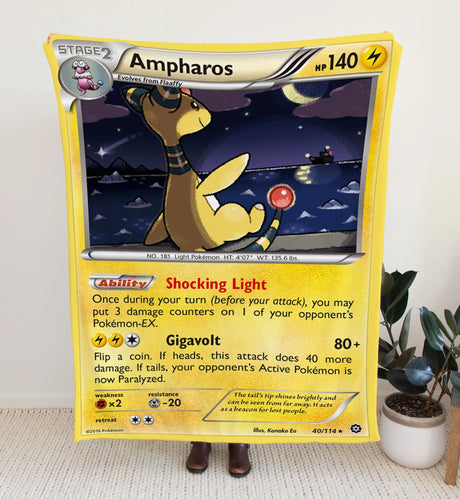 Ampharos Xy Series Blanket | Custom Pk Trading Card Personalize Anime Fan Gift