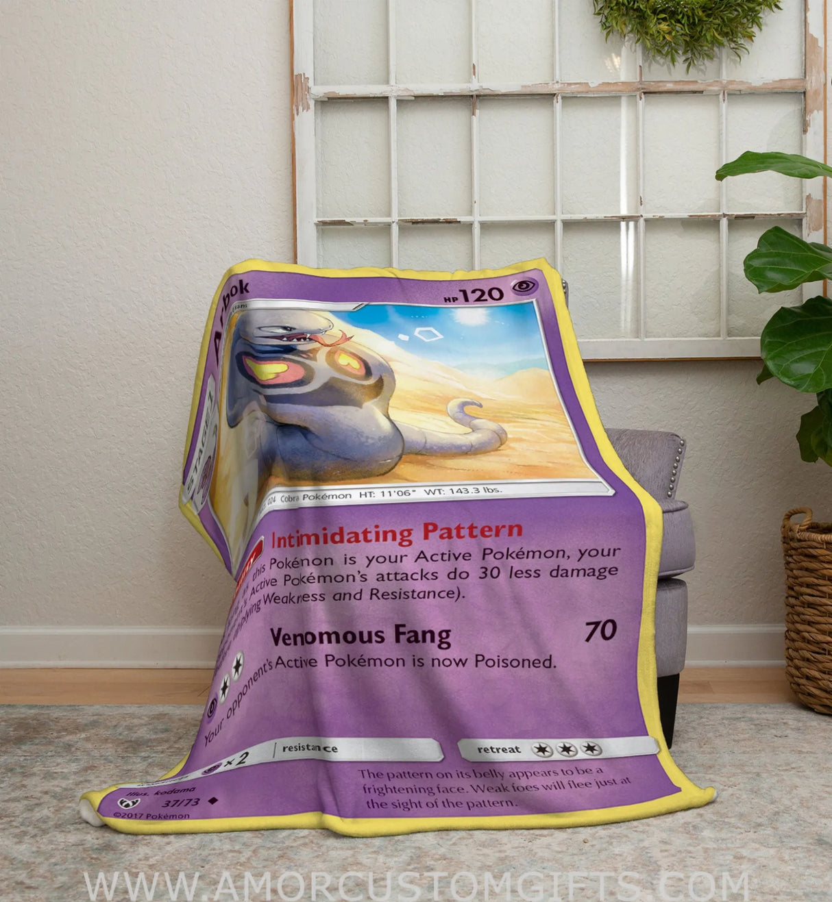 Arbok Sun & Moon Series Blanket | Custom Pk Trading Card Personalize Anime Fan Gift
