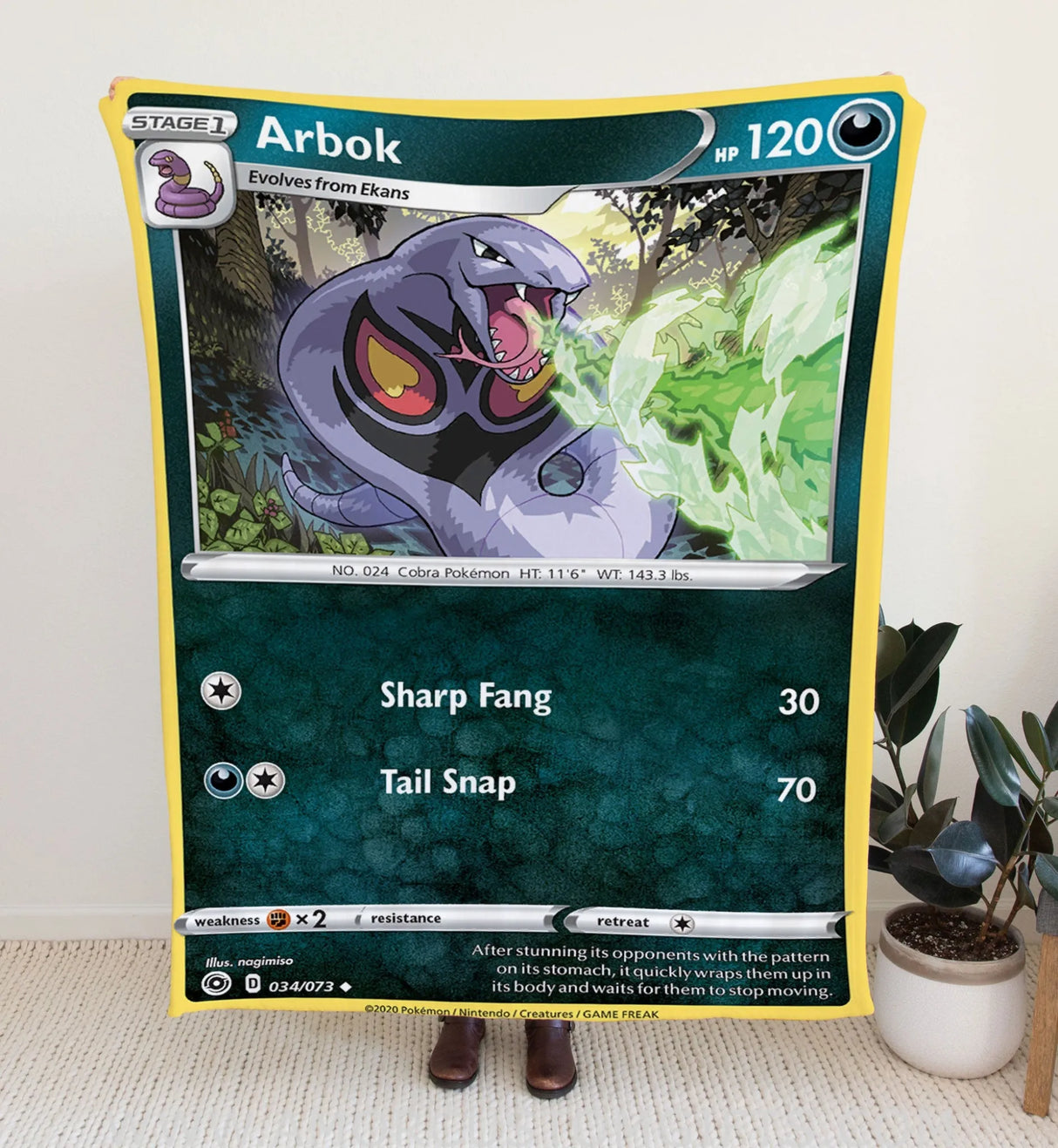Arbok Sword & Shield Series Blanket | Custom Pk Trading Card Personalize Anime Fan Gift