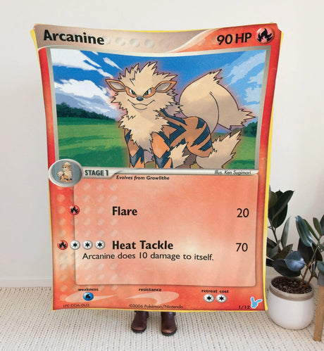 Arcanine Ex Series Sherpa Blanket | Custom Pk Trading Card Personalize Anime Fan Gift