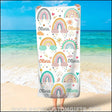 Towels Boho Rainbow Personalized Towel Kids Beach Towel, Girls Rainbow Beach Towels, Name Rainbow Bath Towels
