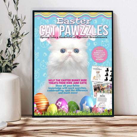 Posters, Prints, & Visual Artwork Cat Lovers - Cat Easter Cat Pawzzles Magazine 18 - Personalized Pet Poster Canvas Print