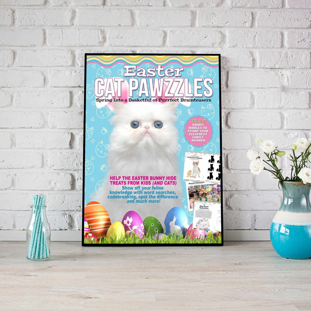 Posters, Prints, & Visual Artwork Cat Lovers - Cat Easter Cat Pawzzles Magazine 18 - Personalized Pet Poster Canvas Print