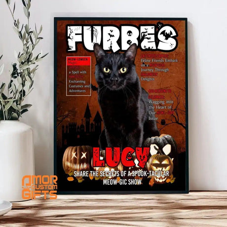 Posters, Prints, & Visual Artwork Cat Lovers - Cat Halloween Magazine 1 - Personalized Pet Poster Canvas Print