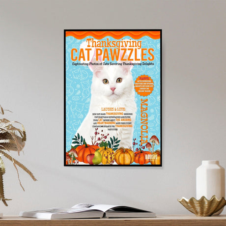Posters, Prints, & Visual Artwork Cat Lovers - Cat Thanksgiving Cat Pawzzles Magazine 18 - Personalized Pet Poster Canvas Print
