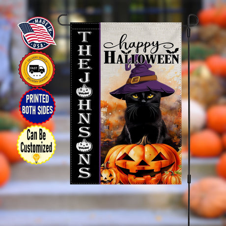 Yard Signs & Flags Cat Lovers - Happy Halloween Witch Cat - Personalized Flag