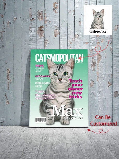 Posters, Prints, & Visual Artwork Cat Mopolitan 2 Personalized Pet Poster Canvas Print | Personalized Dog Cat Prints | Magazine Covers | Custom Pet Portrait from Photo | Personalized Gifts for Cat Mom or Dad, Pet Memorial Gift