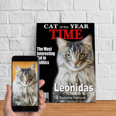 Posters, Prints, & Visual Artwork Cat Of The Year Personalized Pet Poster Canvas Print | Personalized Dog Cat Prints | Magazine Covers | Custom Pet Portrait from Photo | Personalized Gifts for Cat Mom or Dad, Pet Memorial Gift