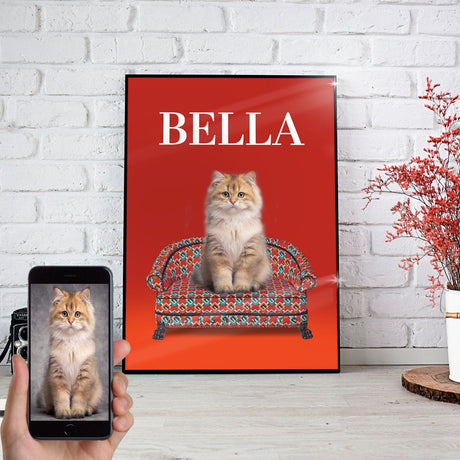 Posters, Prints, & Visual Artwork Cat On Luxury Couch Personalized Pet Poster Canvas Print | Personalized Dog Cat Prints | Magazine Covers | Custom Pet Portrait from Photo | Personalized Gifts for Cat Mom or Dad, Pet Memorial Gift