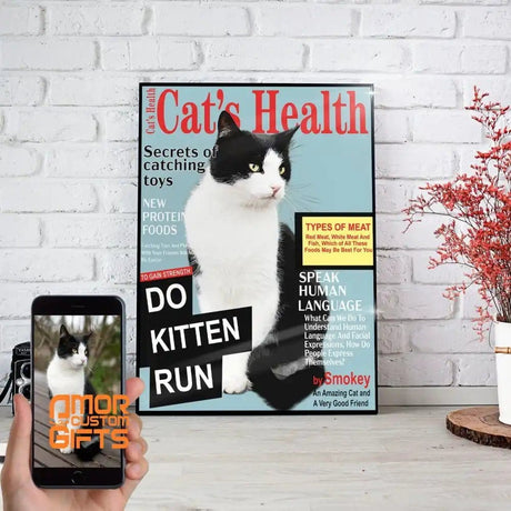 Posters, Prints, & Visual Artwork Cat's Health Dogue Personalized Pet Poster Canvas Print | Personalized Dog Cat Prints | Magazine Covers | Custom Pet Portrait from Photo | Personalized Gifts for Cat Mom or Dad, Pet Memorial Gift