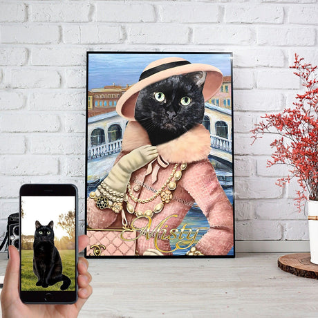 Posters, Prints, & Visual Artwork Cat Wearing Luxury Bag Personalized Pet Poster Canvas Print | Personalized Dog Cat Prints | Magazine Covers | Custom Pet Portrait from Photo | Personalized Gifts for Cat Mom or Dad, Pet Memorial Gift