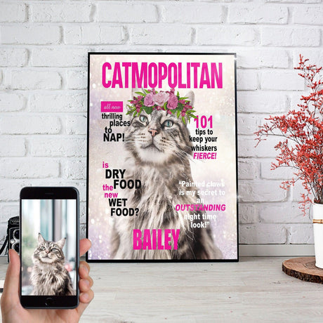 Posters, Prints, & Visual Artwork Catmopolitan Personalized Pet Poster Canvas Print | Personalized Dog Cat Prints | Magazine Covers | Custom Pet Portrait from Photo | Personalized Gifts for Cat Mom or Dad, Pet Memorial Gift