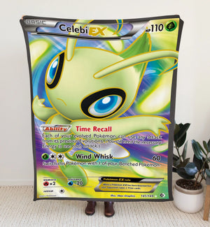 Celebi Ex Black & White Series Blanket | Custom Pk Trading Card Personalize Anime Fan Gift 30X40