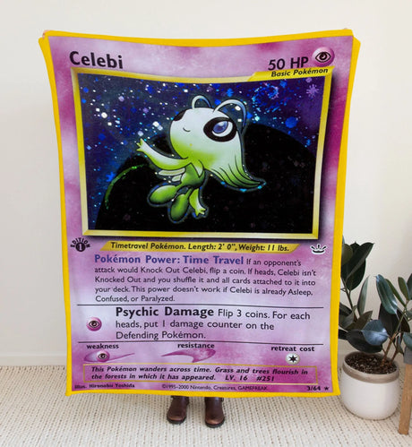 Celebi Neo Series Blanket | Custom Pk Trading Card Personalize Anime Fan Gift 30X40