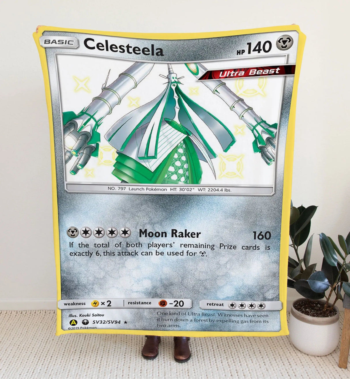 Celesteela Sun & Moon Series Blanket | Custom Pk Trading Card Personalize Anime Fan Gift 30X40