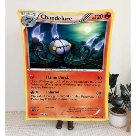 Chandelure Black & White Series Blanket | Custom Pk Trading Card Personalize Anime Fan Gift 30X40