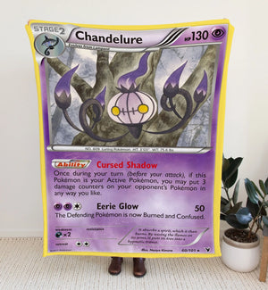 Chandelure Black & White Series Blanket | Custom Pk Trading Card Personalize Anime Fan Gift 30X40