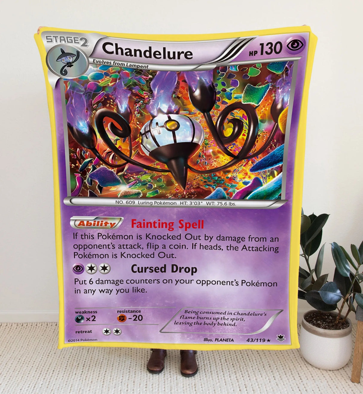 Chandelure Xy Series Blanket | Custom Pk Trading Card Personalize Anime Fan Gift 30X40