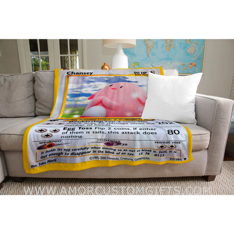 Chansey Neo Series Blanket | Custom Pk Trading Card Personalize Anime Fan Gift 50X60