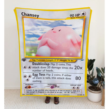 Chansey Neo Series Blanket | Custom Pk Trading Card Personalize Anime Fan Gift 30X40