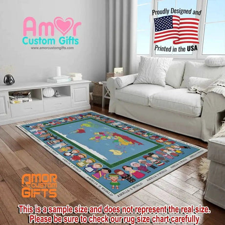 Mats & Rugs Children Of Cultures World Map Area Rug | Personalized Children Of Cultures World Map Carpet Rug Playmat