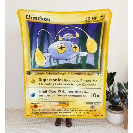 Chinchou Neo Series Blanket | Custom Pk Trading Card Personalize Anime Fan Gift 30X40