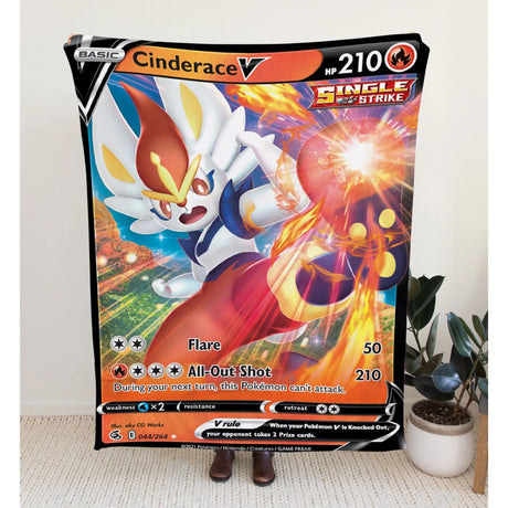 Cinderace V Sword & Shield Series Blanket | Custom Pk Trading Card Personalize Anime Fan Gift