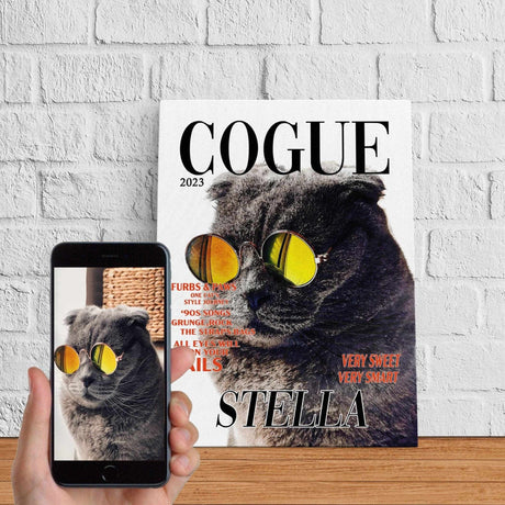 Posters, Prints, & Visual Artwork Cogue Watercolor Dogue Personalized Pet Poster Canvas Print | Personalized Dog Cat Prints | Magazine Covers | Custom Pet Portrait from Photo | Personalized Gifts for Cat Mom or Dad, Pet Memorial Gift