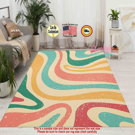 Mats & Rugs Colorful Groovy Abstract Retro 70s 80s Sparkles Effect Rugs Colorful Retro Groovy Abstract Home Carpet, Mat, Home Decor