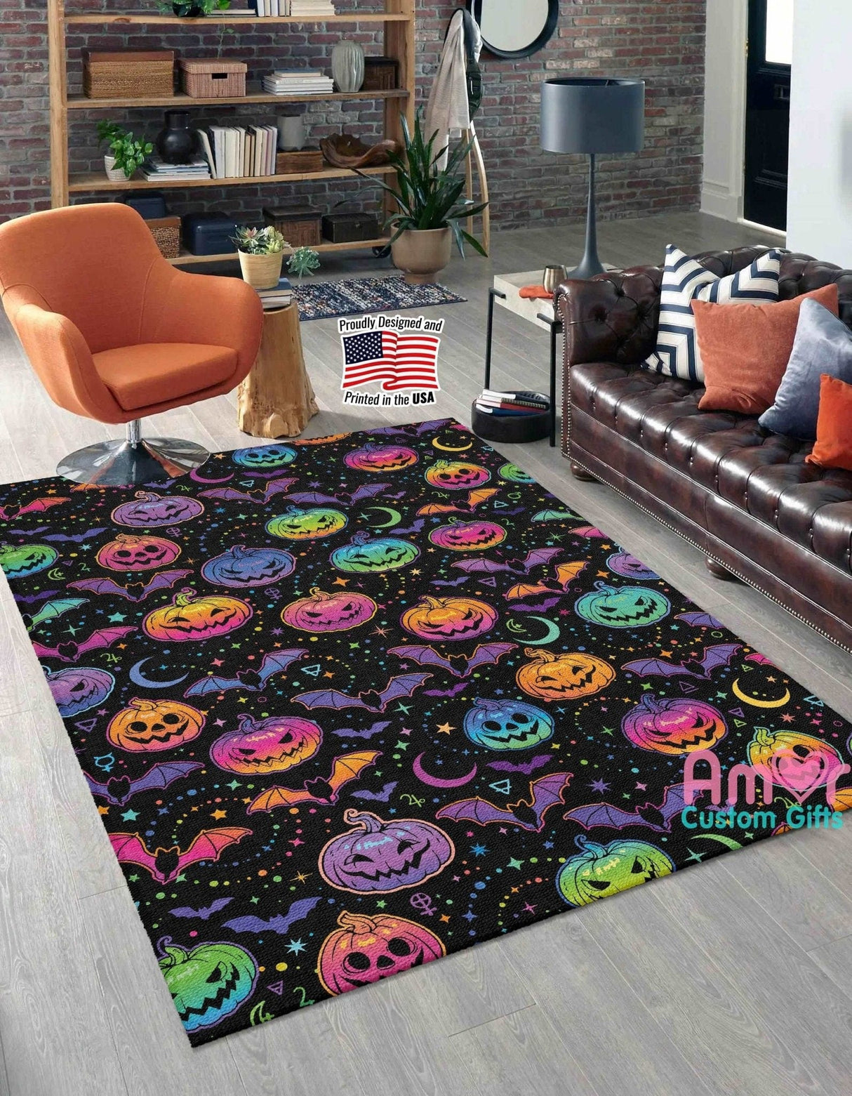 Mats & Rugs Colorful Halloween Pumpkins Rugs | HHalloween Pumpkins Home Carpet, Mat, Home Decor