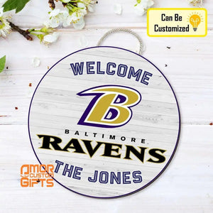 Custom Baltimore Ravens Door Hanger Wooden Door Sign Choose Your Baltimore Ravens Personalized Gift Custom Shape Door Hanger