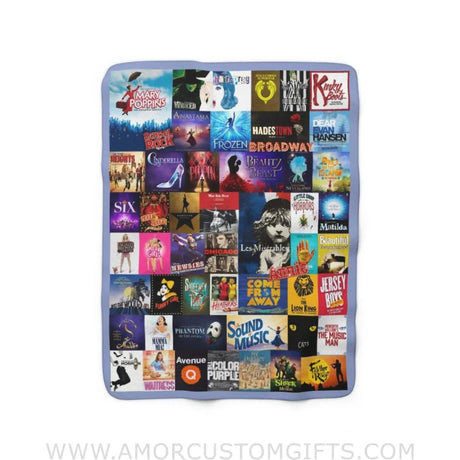 Blankets Custom Broadway Musicals Posters Collage Blanket | Personalized Custom Fleece Blanket, Music Theather Lover Gift Bedding Throw Tapestry