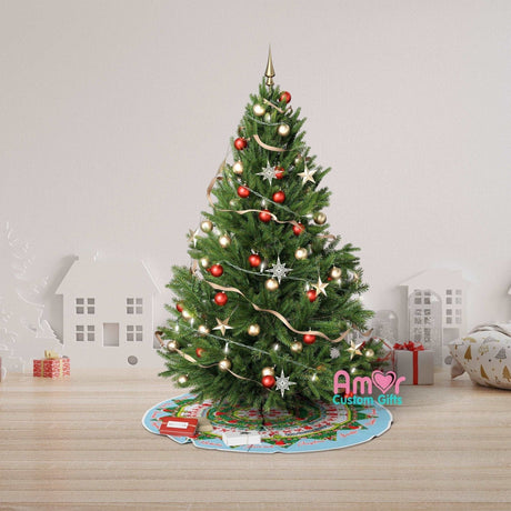 Christmas Tree Skirts Custom Family Xmas Christmas Tree Skirt | Personalized Christmas Tree Skirt - Merry Grinchmas Holiday Home Decor