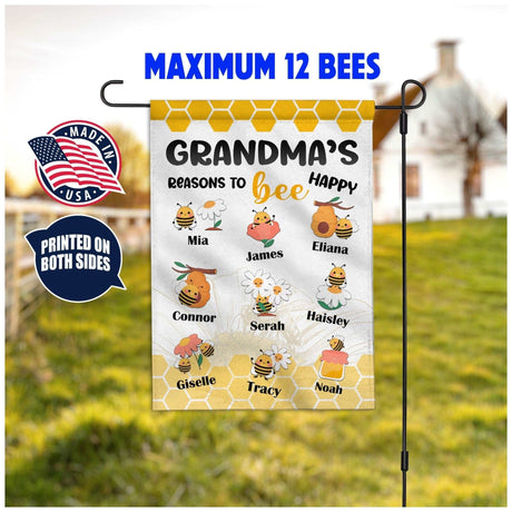 Yard Signs & Flags Custom Grandma's Garden Bee Happy Flag, SPECIAL 2 SIDE PRINTINGS,  Personalized Home Garden Banner Yard Art