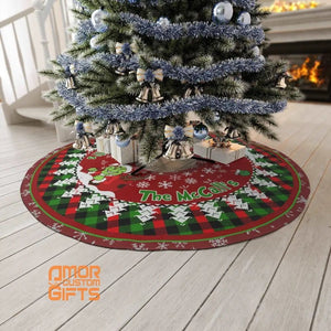 Christmas Tree Skirts Custom Grinch Buffalo Plaid Christmas Tree Skirt | Personalized Christmas Tree Skirt - Merry Xmas Holiday Home Decor