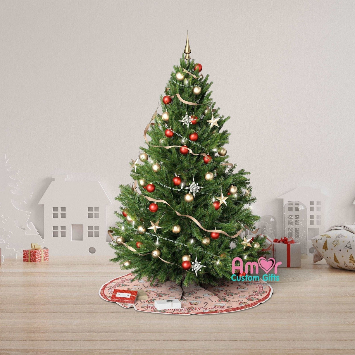 Christmas Tree Skirts Custom Groovy Santa Christmas Tree Skirt | Personalized Christmas Tree Skirt - Merry Xmas Holiday Home Decor