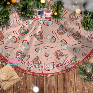 Christmas Tree Skirts Custom Groovy Santa Christmas Tree Skirt | Personalized Christmas Tree Skirt - Merry Xmas Holiday Home Decor
