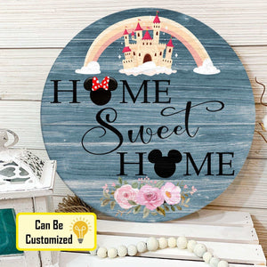 Custom Home Sweet Mouse Head Home Door Hanger Wooden Door Sign Choose Your Home Sweet Mouse Head Home Personalized Gift Round Door Hanger