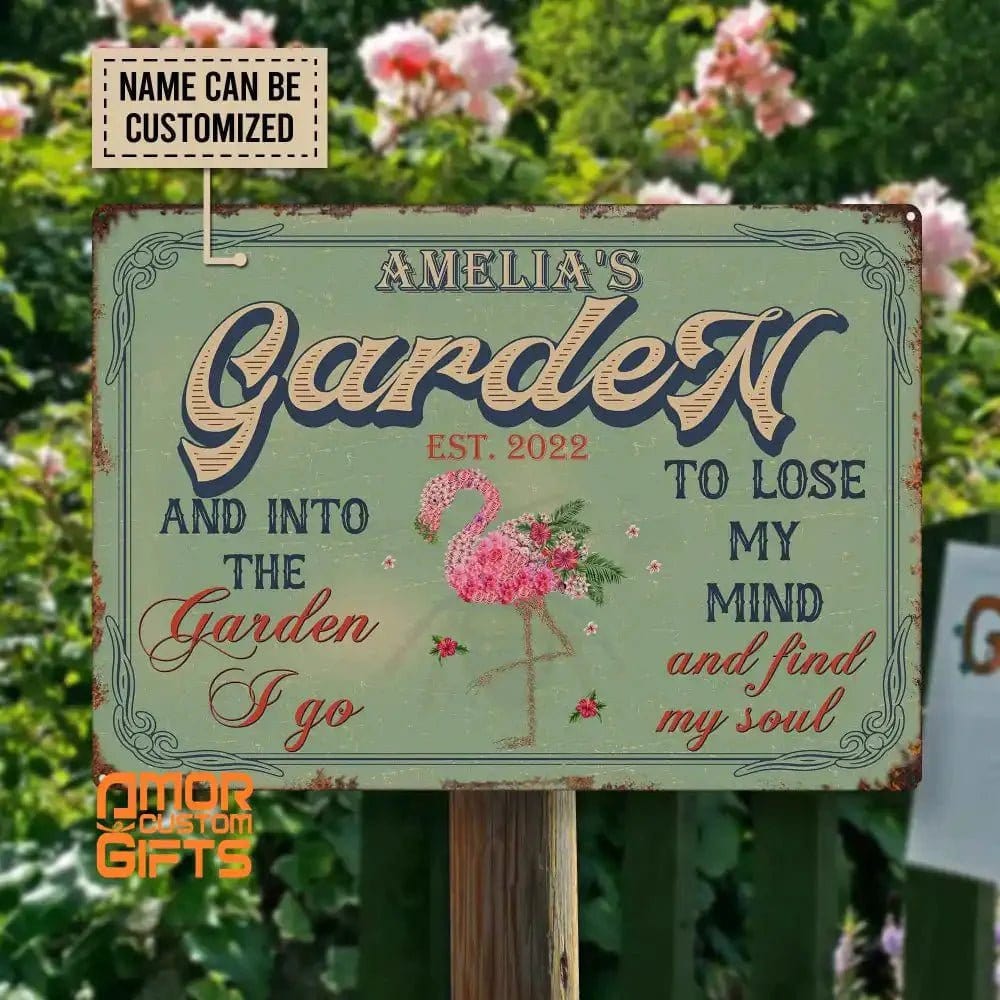 Metal Tin Signs Custom Into My Garden Metal Tin Sign | Personalized Garden Floral Art Into The Garden Find My Soul